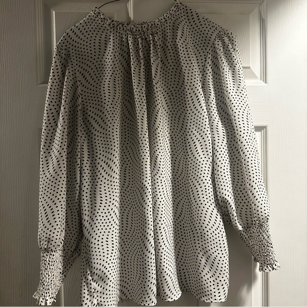 Carolina Belle Cream Smocked Long Sleeve Blouse